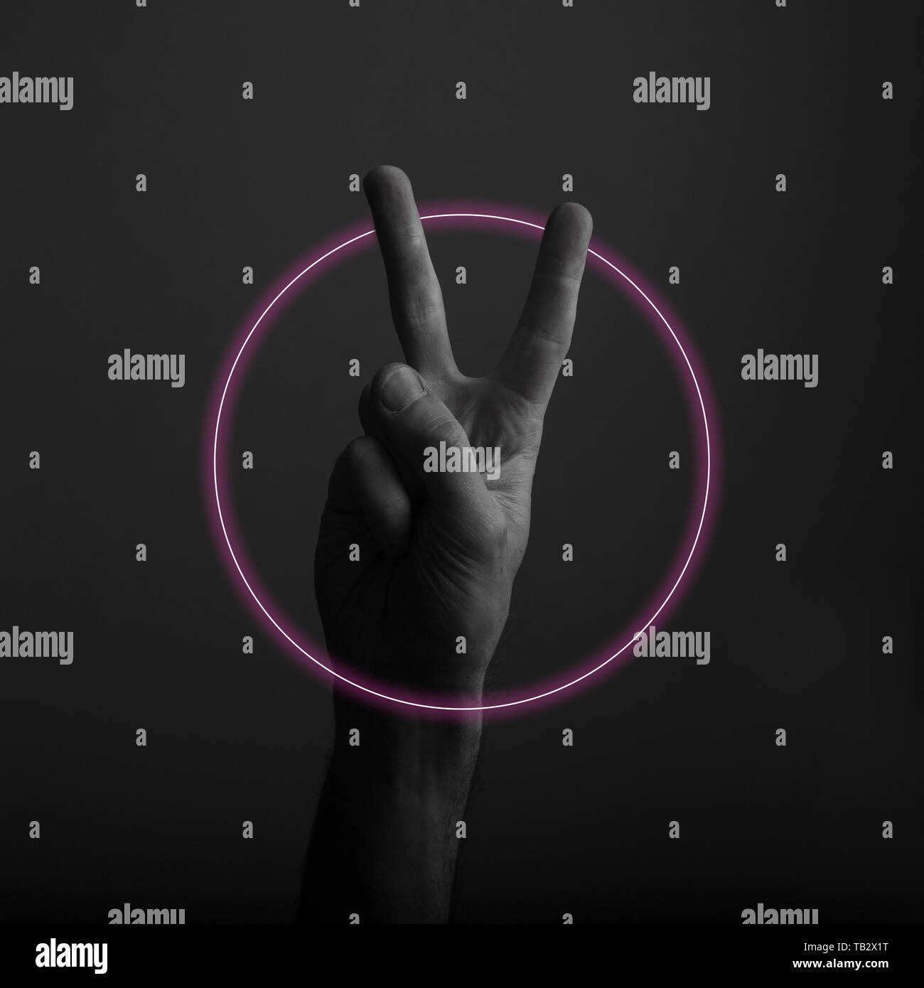 Peace Sign Neon High Resolution Stock Photography And Images Alamy