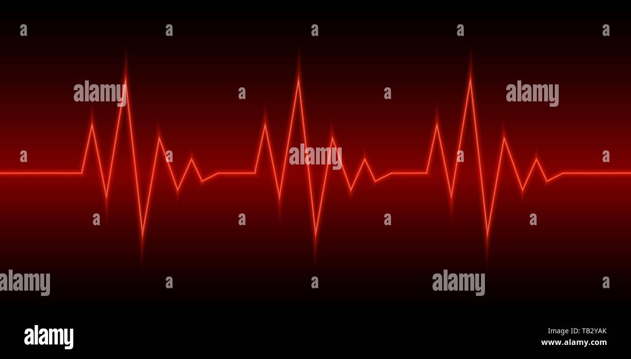 Neon Heartbeat or pulse. Vector illustration. Red line of heart rate. Heart pulse graphic. Neon heartbeat cardiogram Stock Vector
