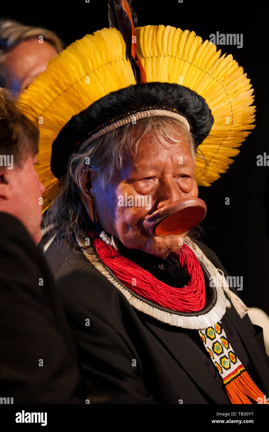 Portrait Of Brazil s Indigenous Chief Raoni Metuktire Lyon France 