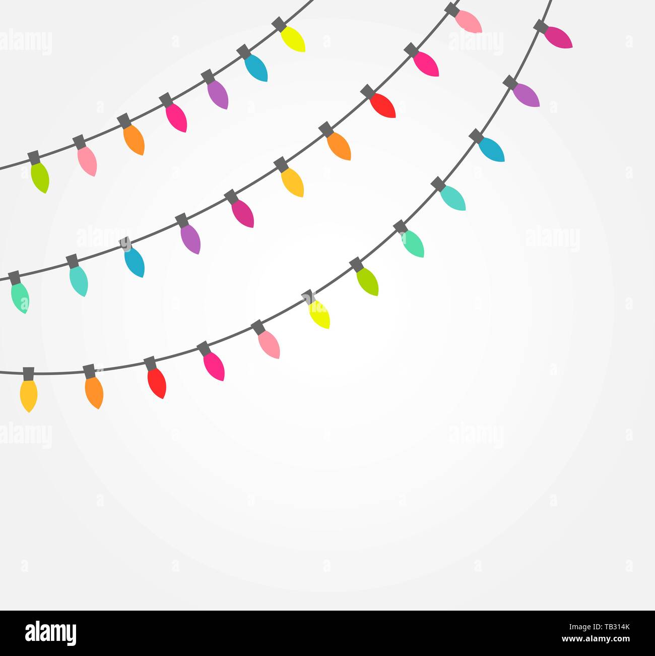 Strings of colorful decorative Christmas lights. Vector illustration