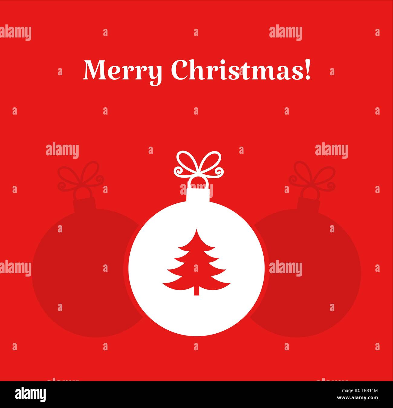 White Christmas tree ball ornament on red background. Vector