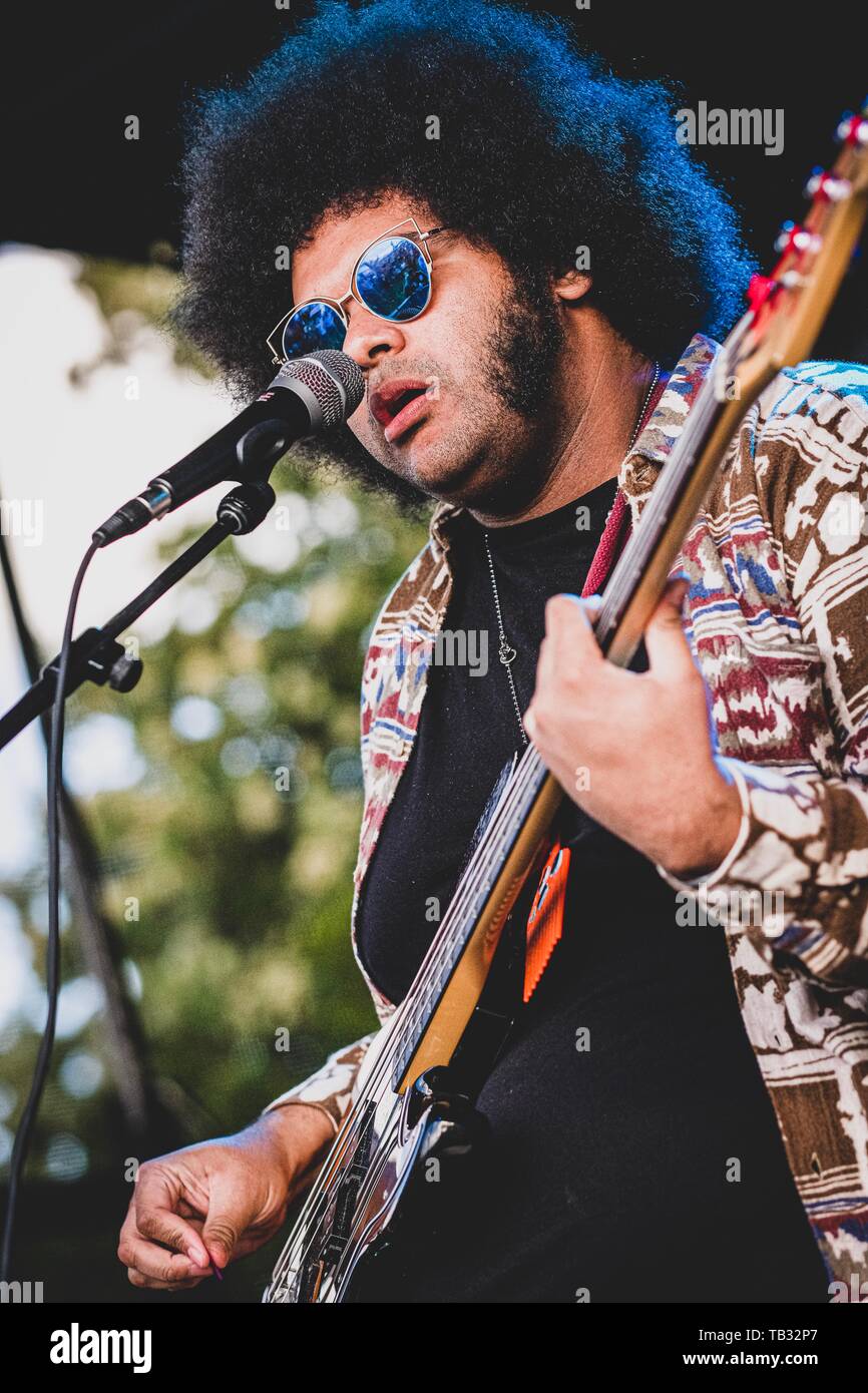 UK alternative Hip-Hop artist Dylan Cartlidge performs onstage at Newcastle's 'This Is Tomorrow' Festiva on 26th May 2019. Stock Photo