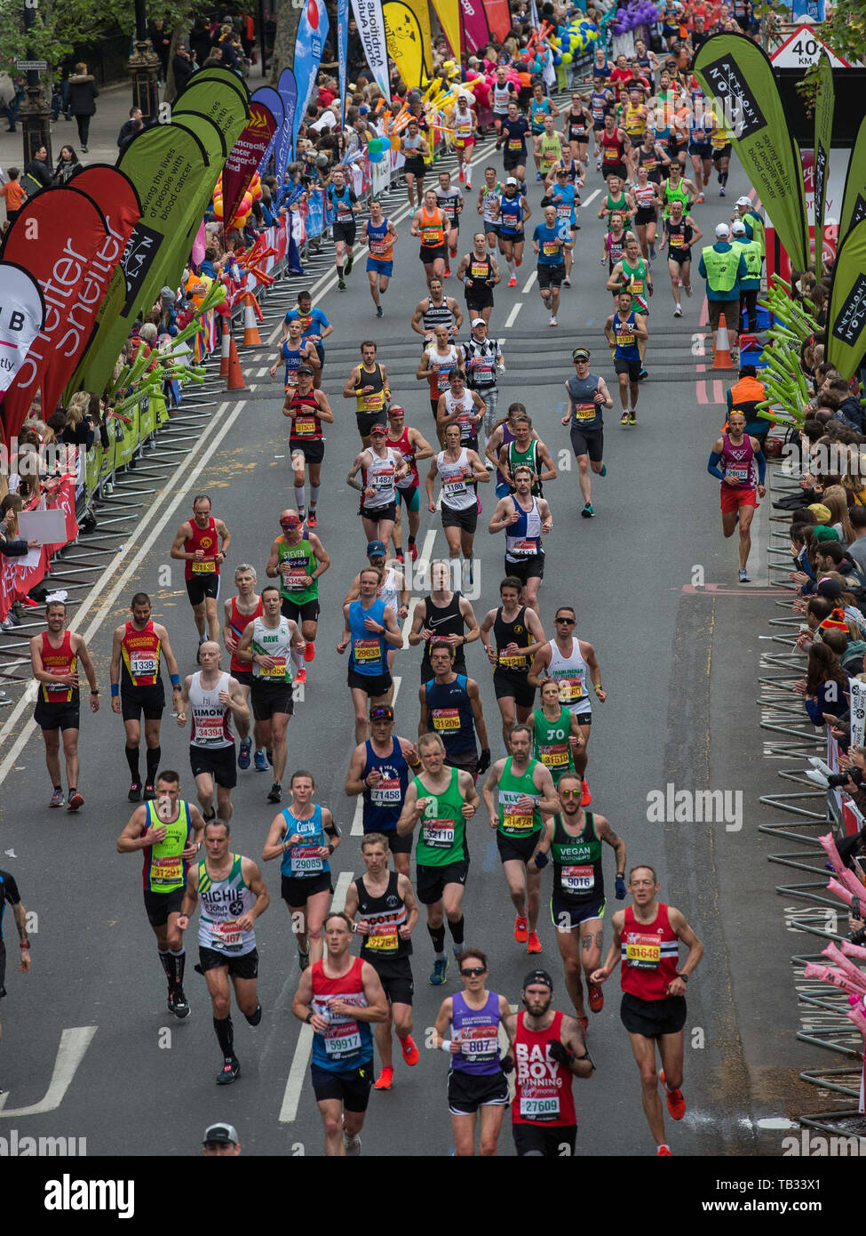 Spectators Watch Runners In The 2019 Virgin Money London - 