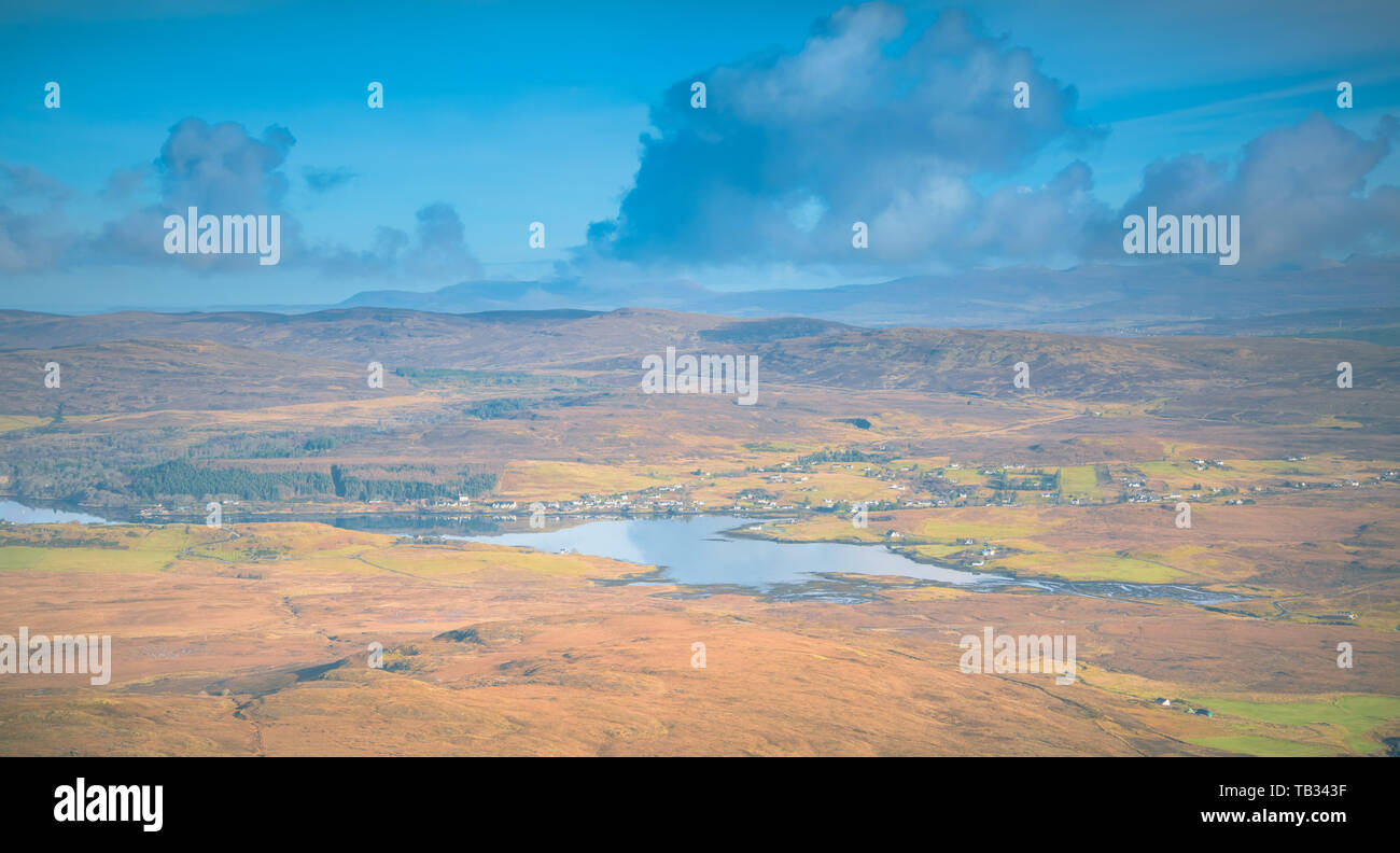 Isle of Skye landscape - Loch Bracadale, Cuillin Mountains, Atlantic Ocean Stock Photo