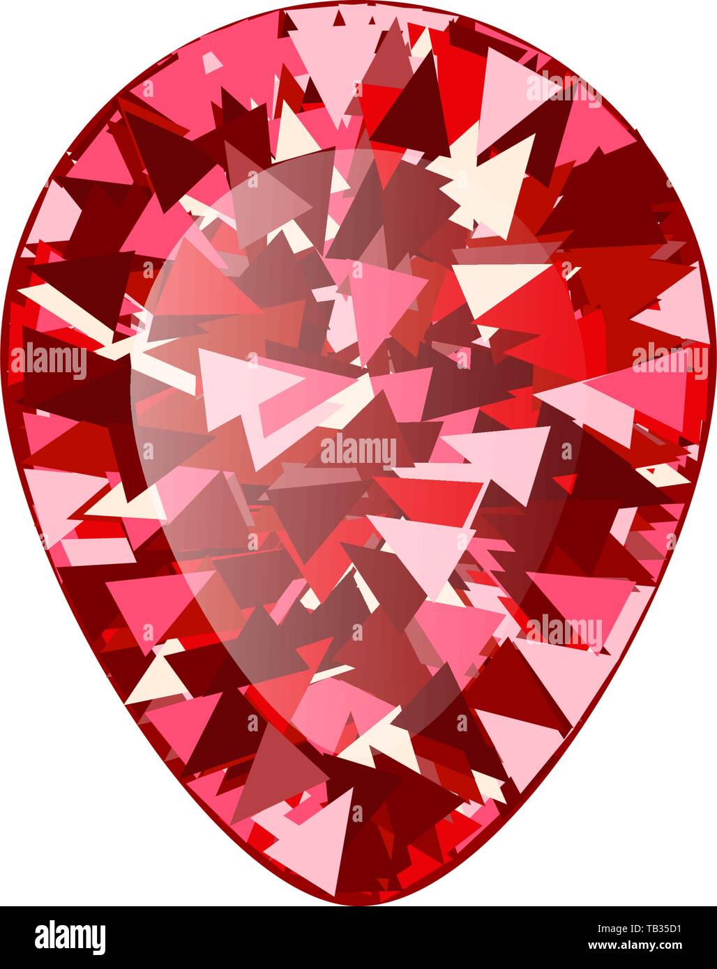 Realistic Red ruby Diamond drop isolated on white background