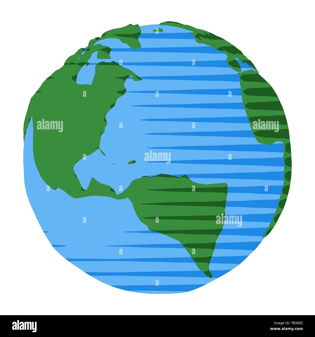Simple illustration of America continent and Atlantic Ocean on geographical globe in comic style Stock Photo