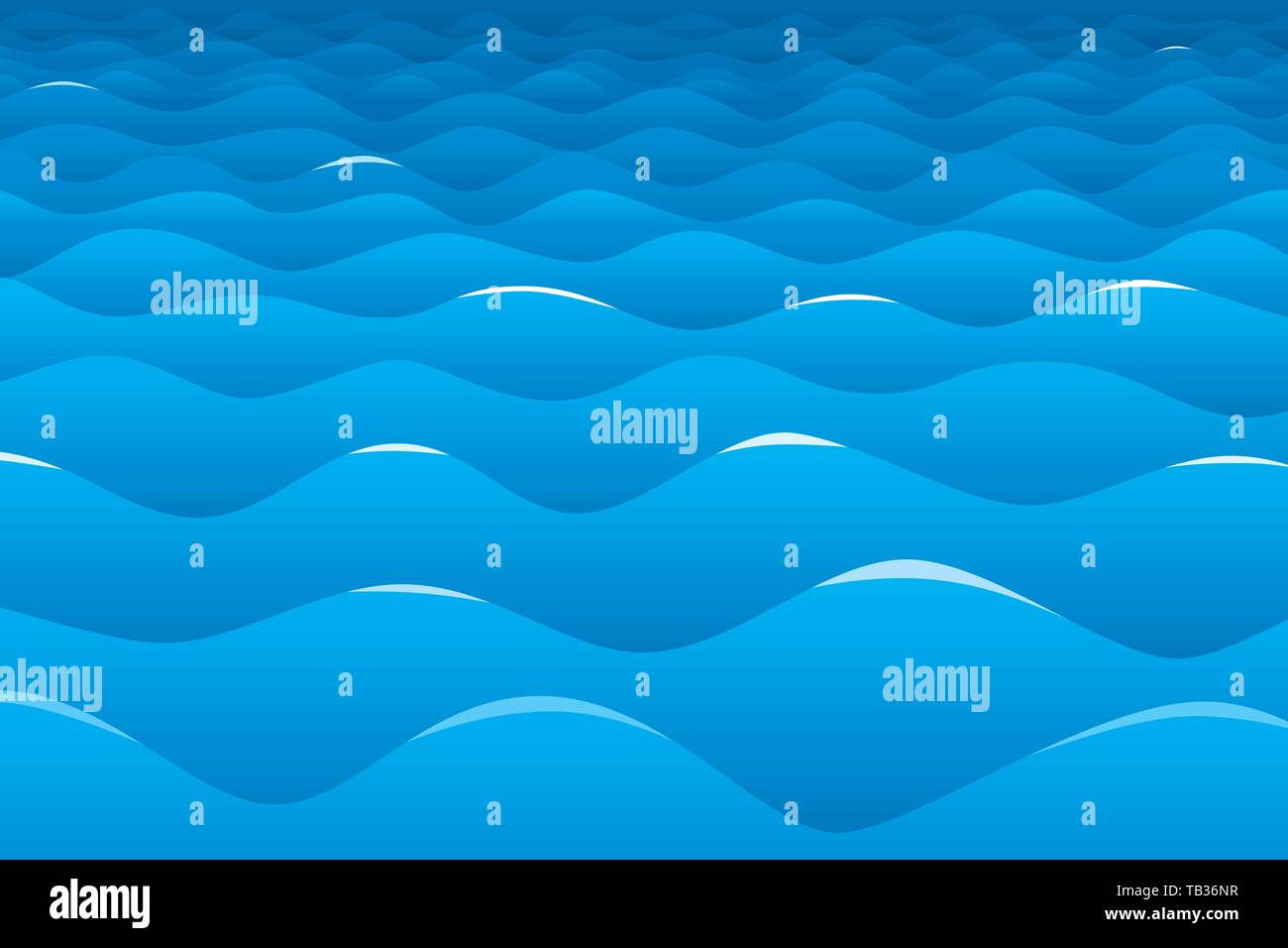 Vector illustration. Ocean background with blue waves and ...
