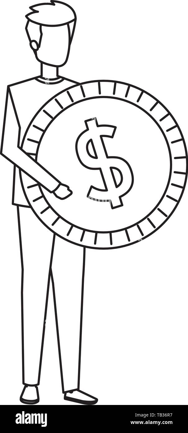 young man lifting coin money dollar Stock Vector Image & Art - Alamy