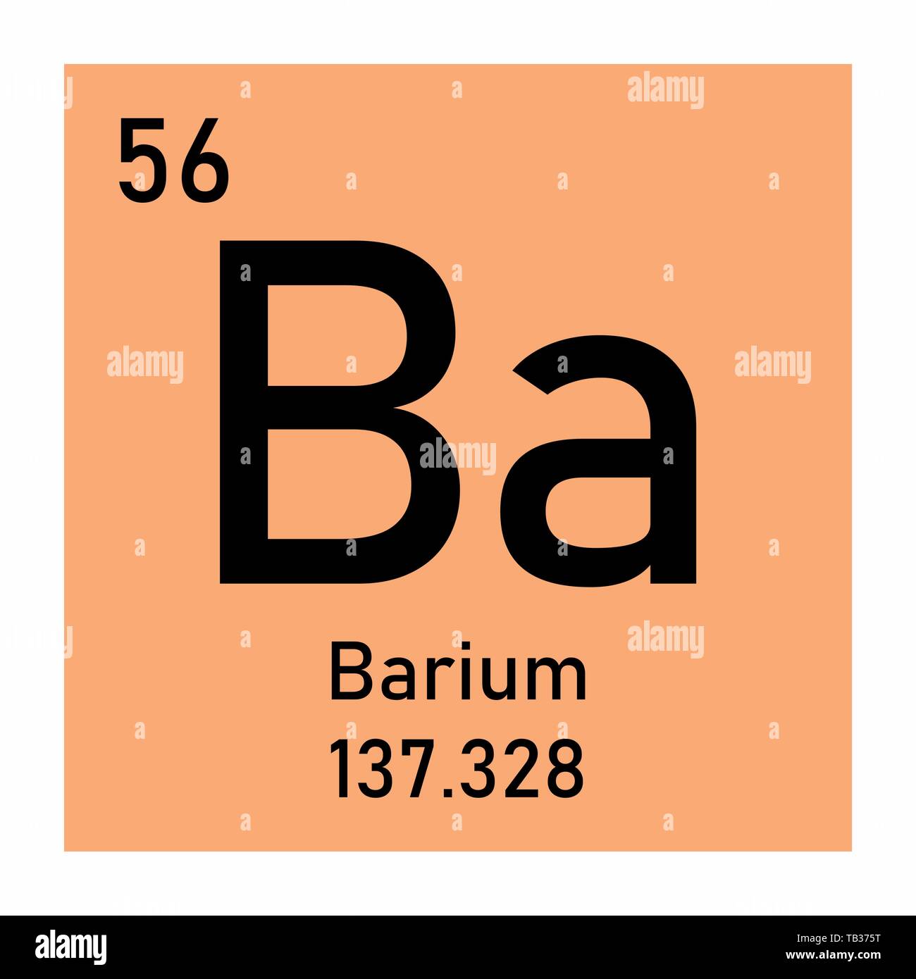 Illustration of the periodic table Barium chemical symbol Stock Vector