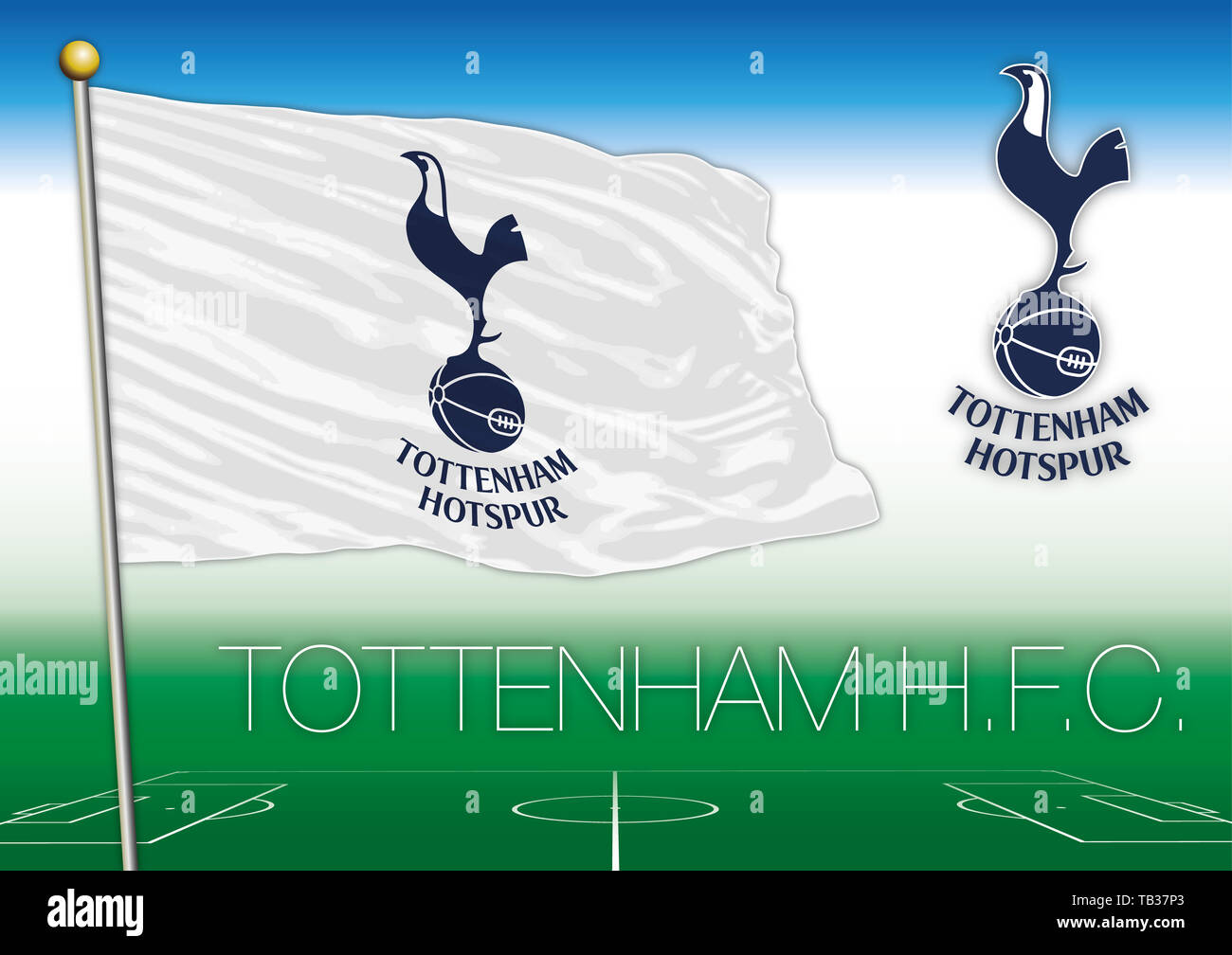 Tottenham HFC flag and symbol, british football team, vector illustration Stock Photo