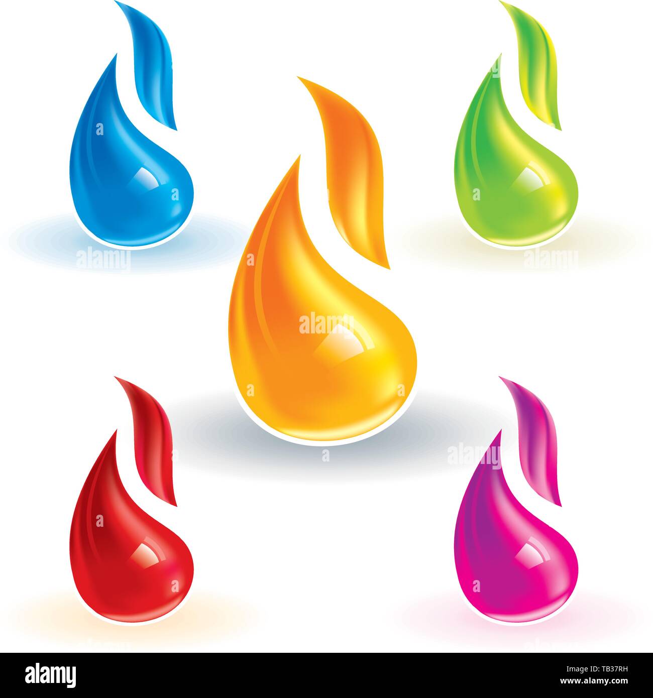 Vector illustration. Simple and clean flame icon in assorted colors. Stock Vector