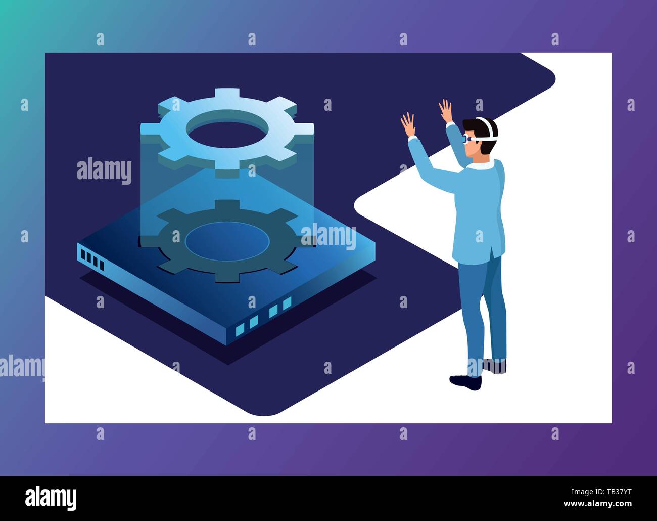 Businessman and technology isometric Stock Vector Image & Art - Alamy