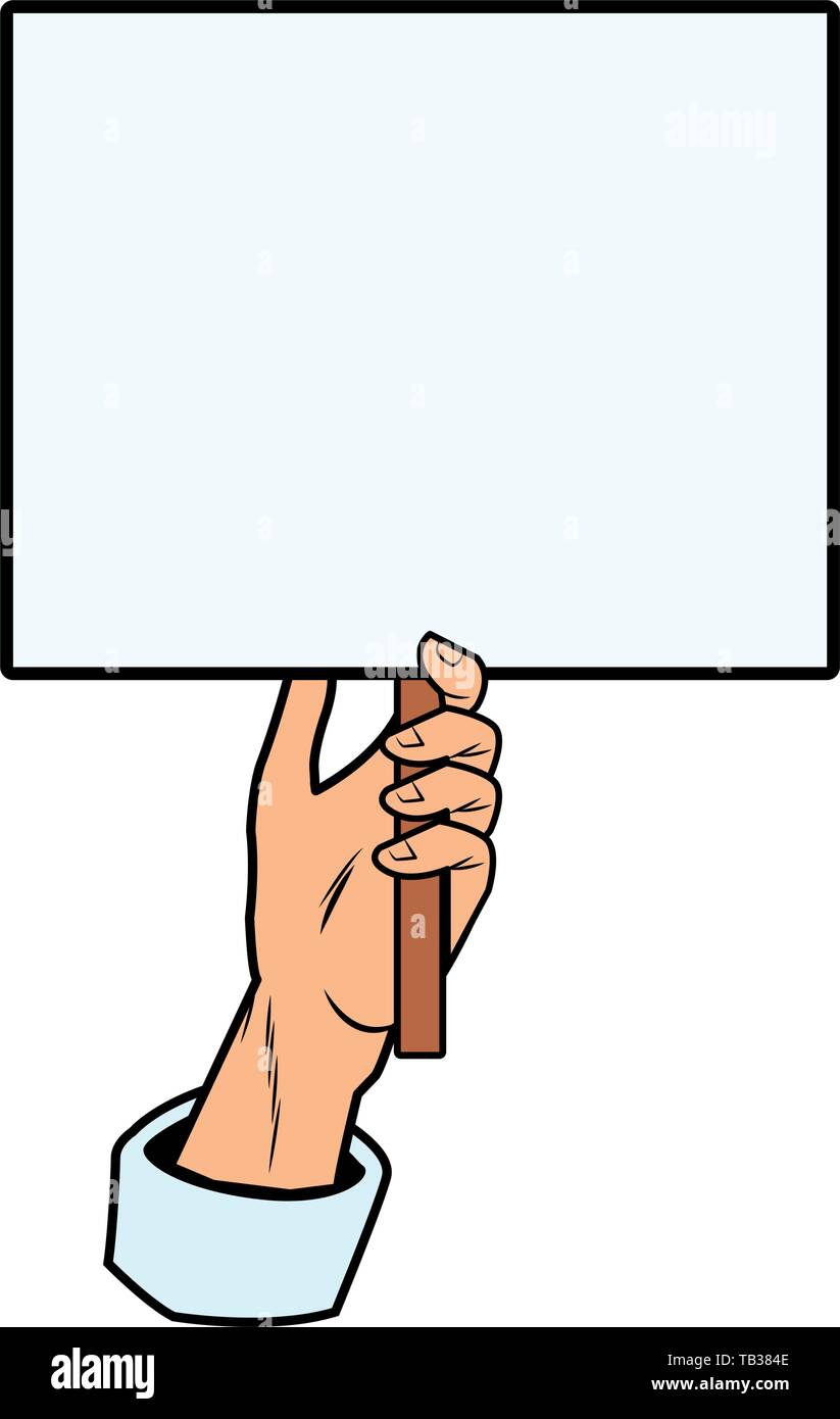 Pop art hand holding blank sign isolated Stock Vector Image & Art - Alamy