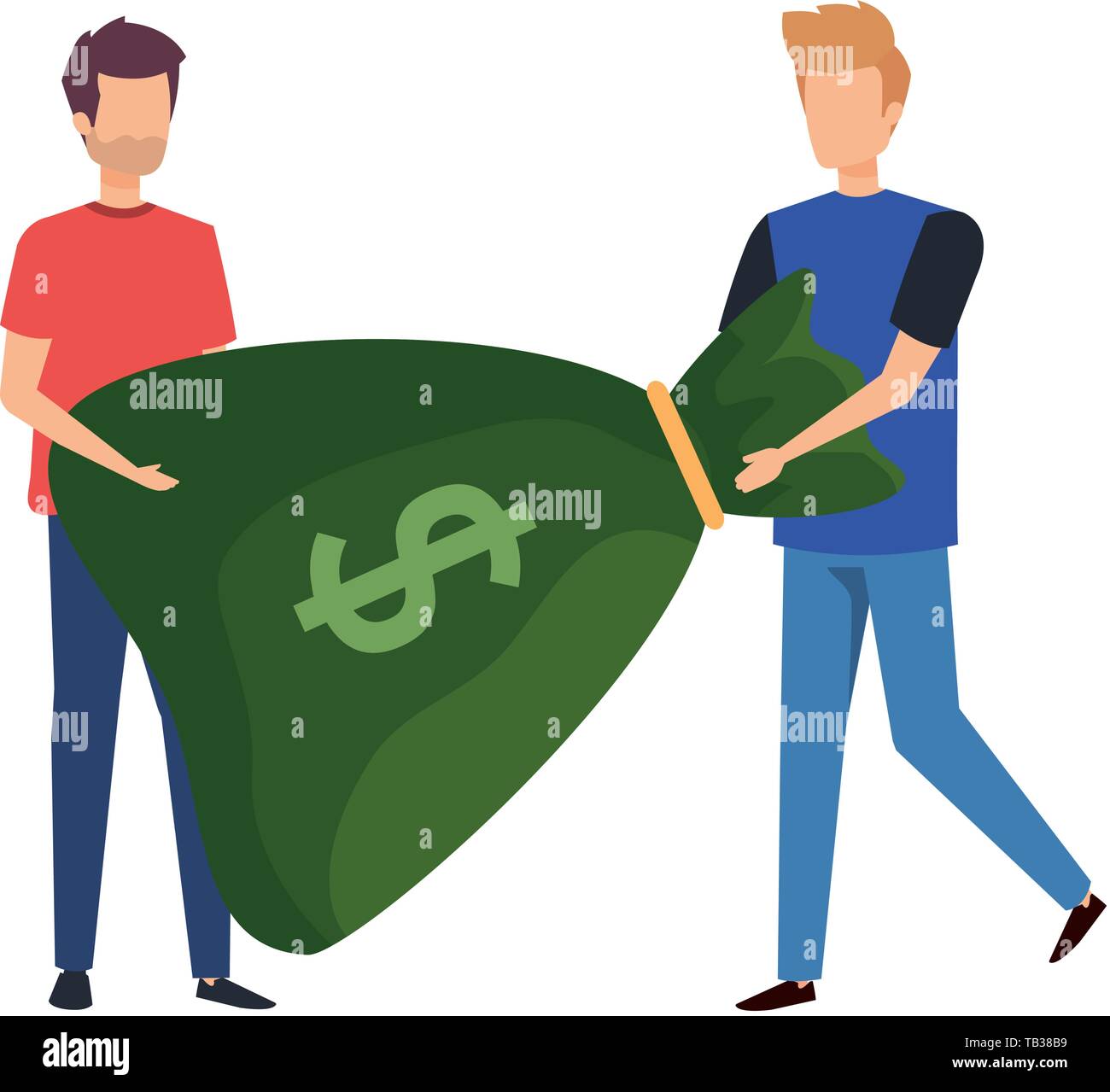 young men lifting money bag characters Stock Vector Image & Art - Alamy