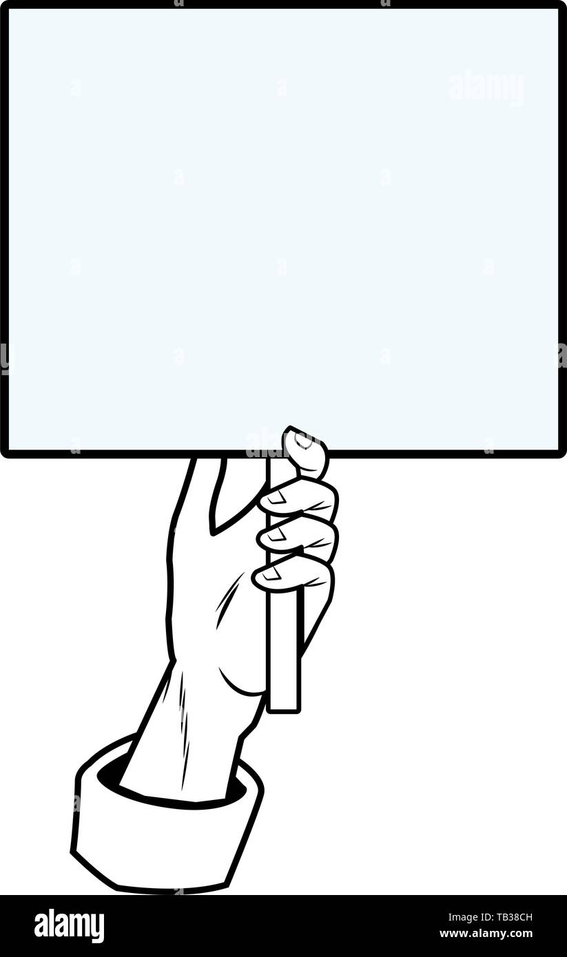 Pop art hand holding blank sign black and white isolated Stock Vector ...
