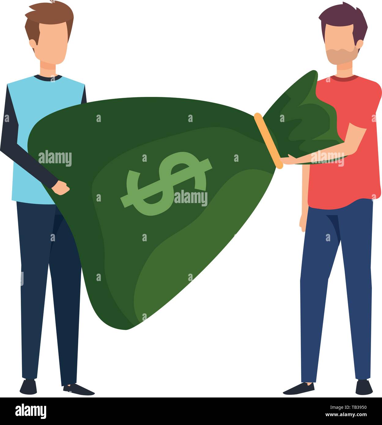 young men lifting money bag characters Stock Vector Image & Art - Alamy