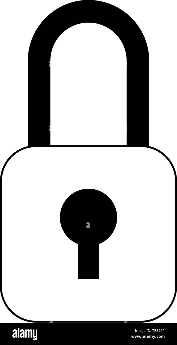 Padlock security system isolated in black and white Stock Vector Image ...