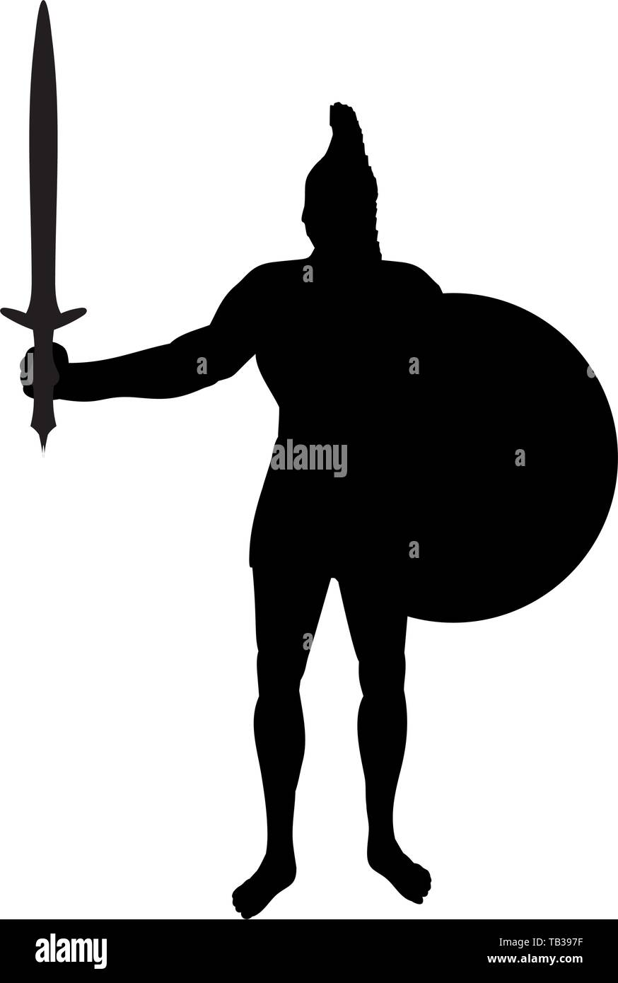 Ares god  war silhouette ancient mythology fantasy Stock Vector