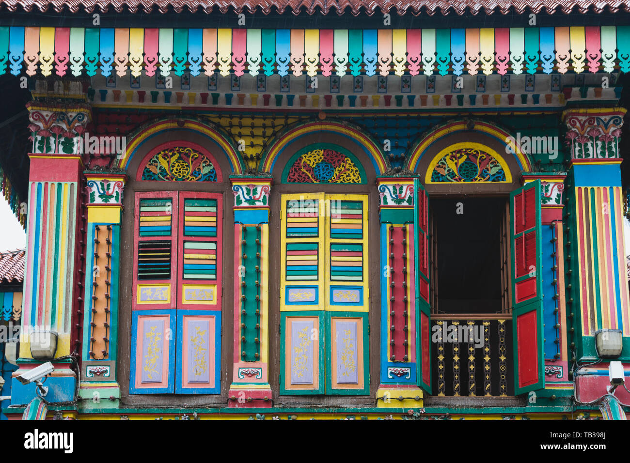 front view of colorful Indian house in Singapore Stock Photo