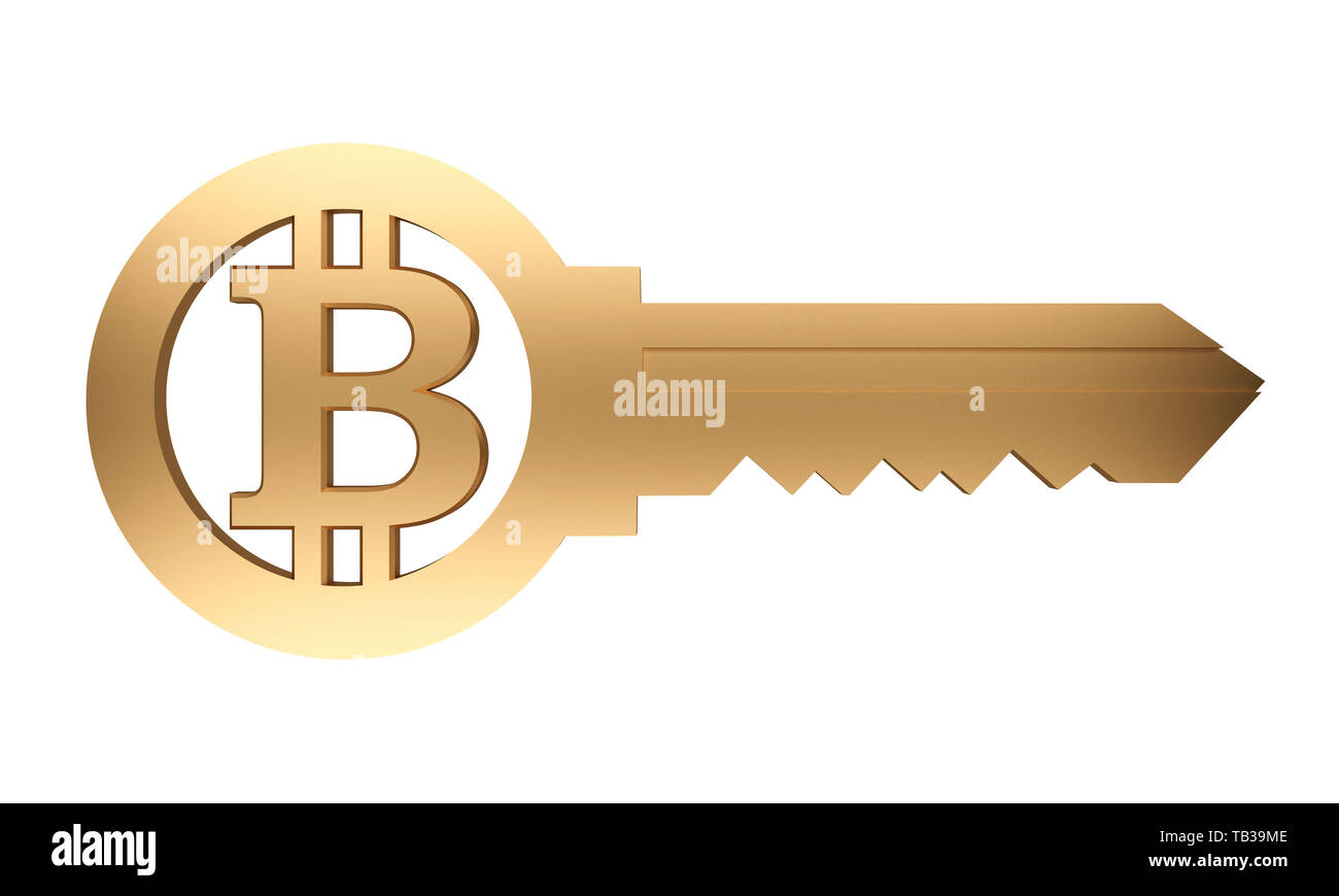 golden key with bitcoin symbol. 3d rendering Stock Photo - Alamy