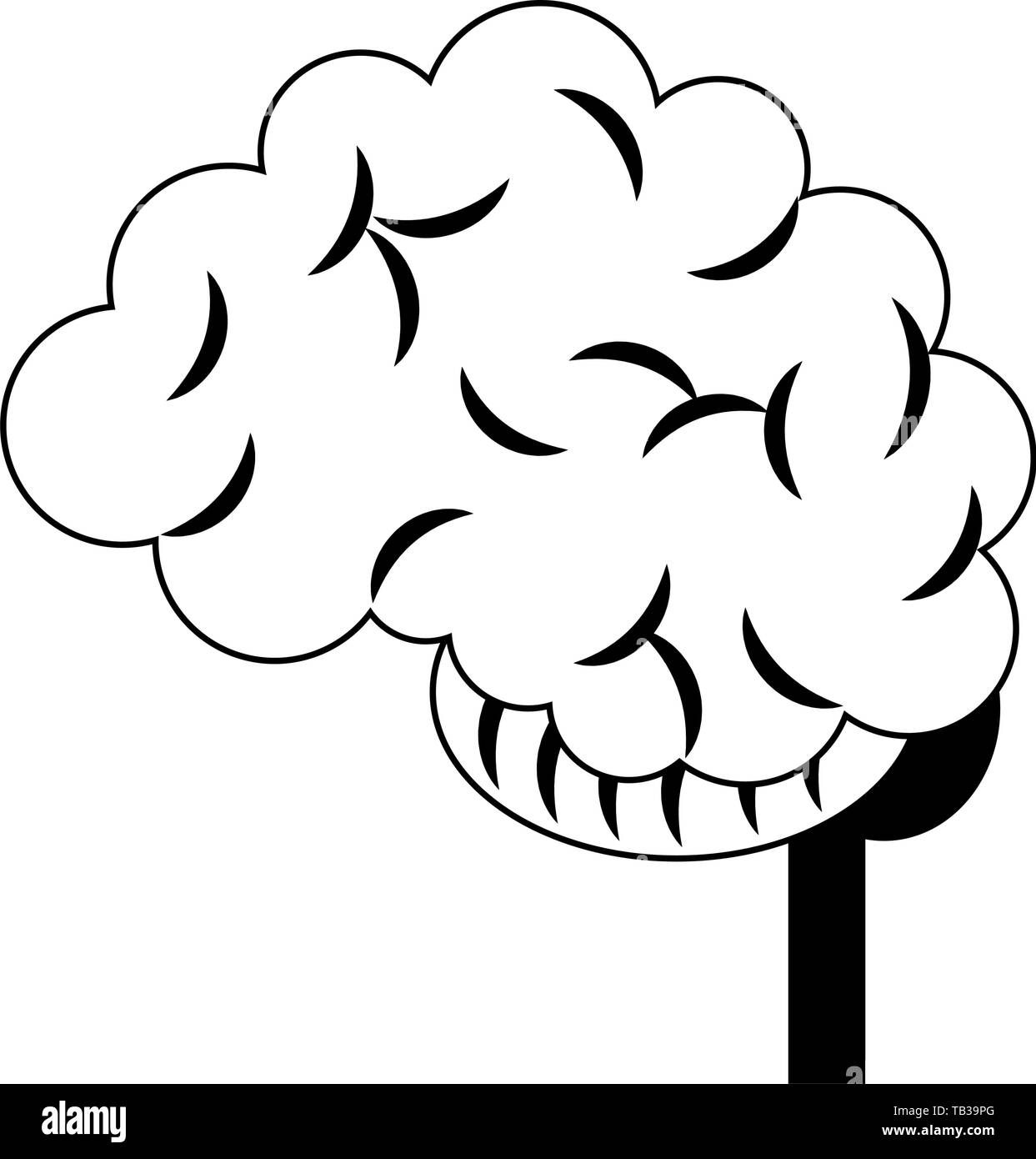 Human brain cartoon isolated symbol in black and white Stock Vector ...