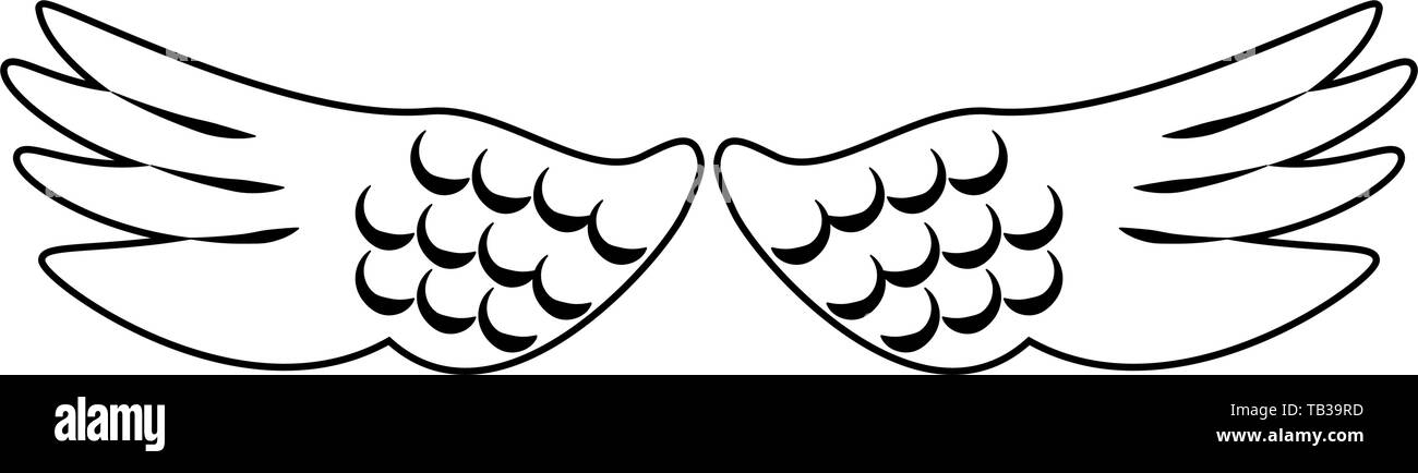 Bird wings isolated cartoon symbol in black and white Stock Vector Image &  Art - Alamy