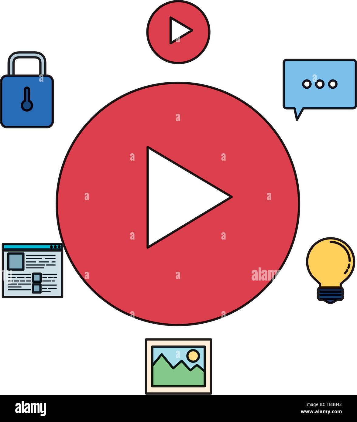 media player button and social marketing Stock Vector