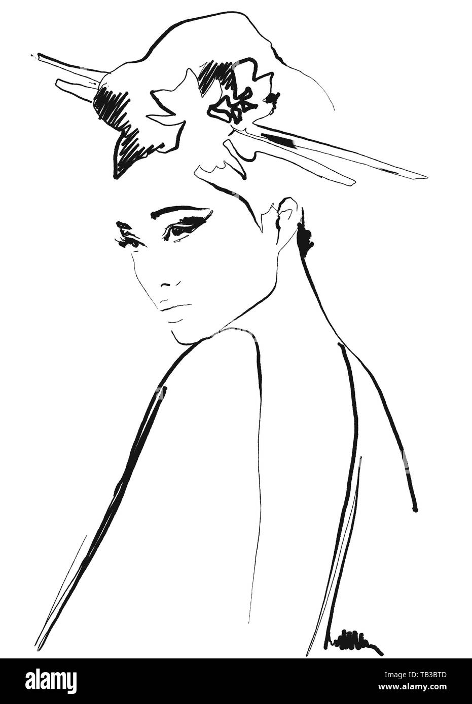 Fashion illustration black and white abstract Stock Photo - Alamy