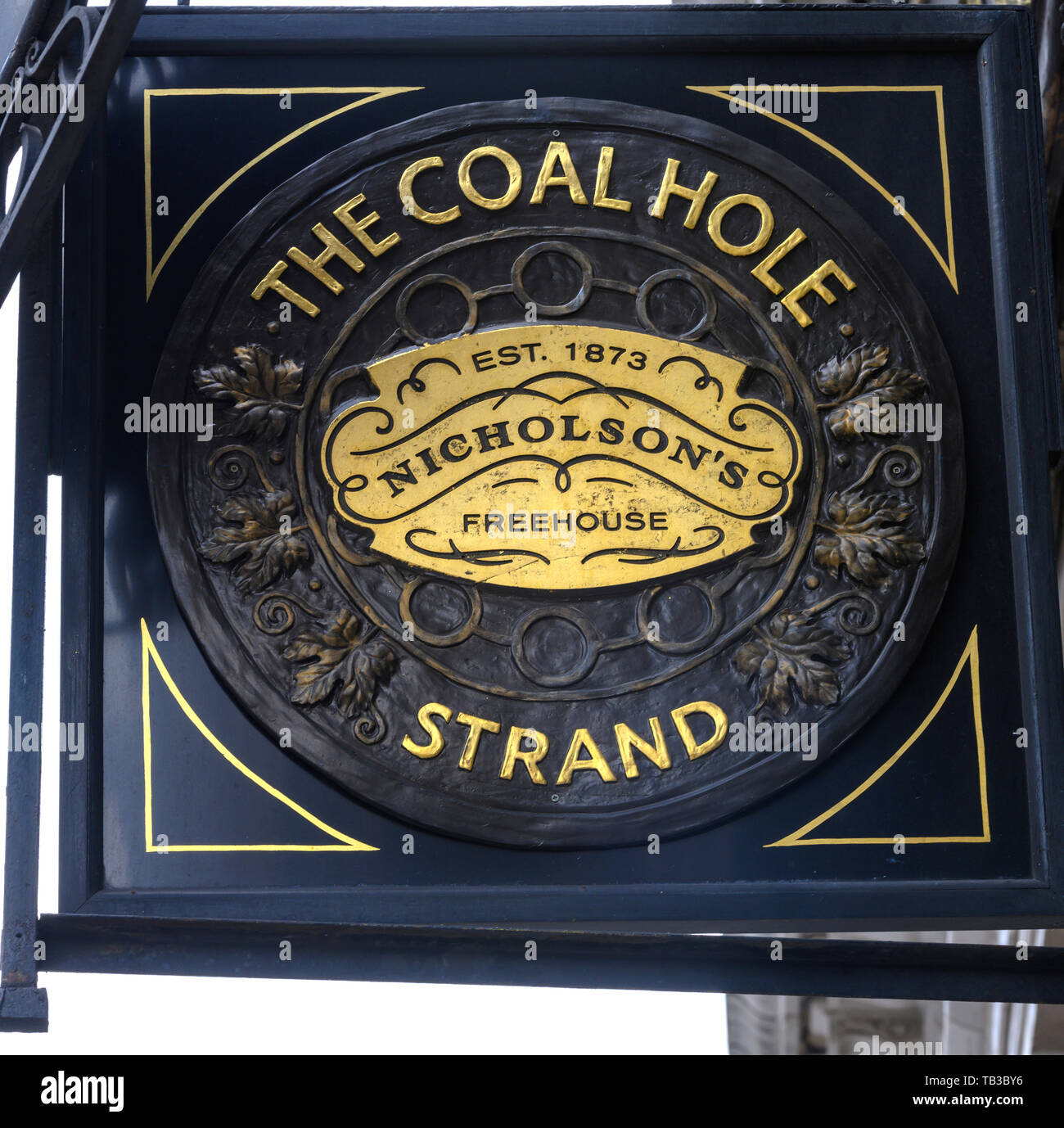 Hanging public house sign for The Coal Hole, The Strand, London