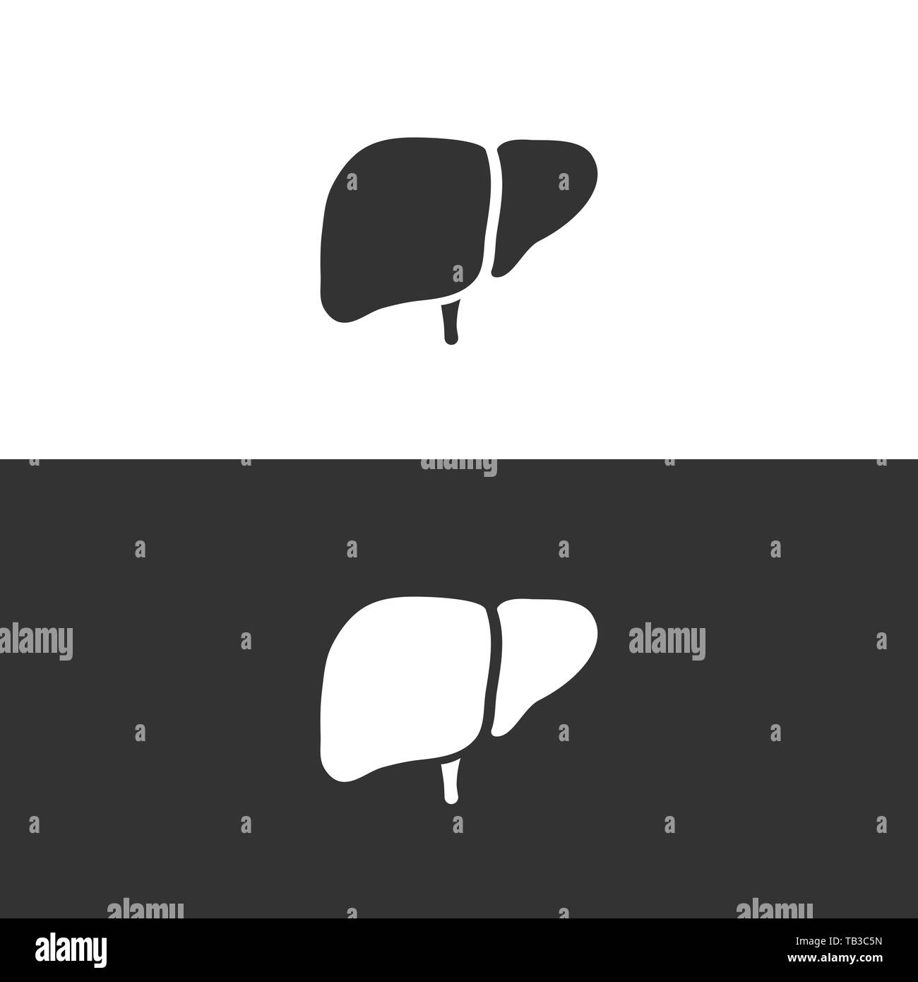 Liver icon on black and white background. Vector illustration Stock Vector