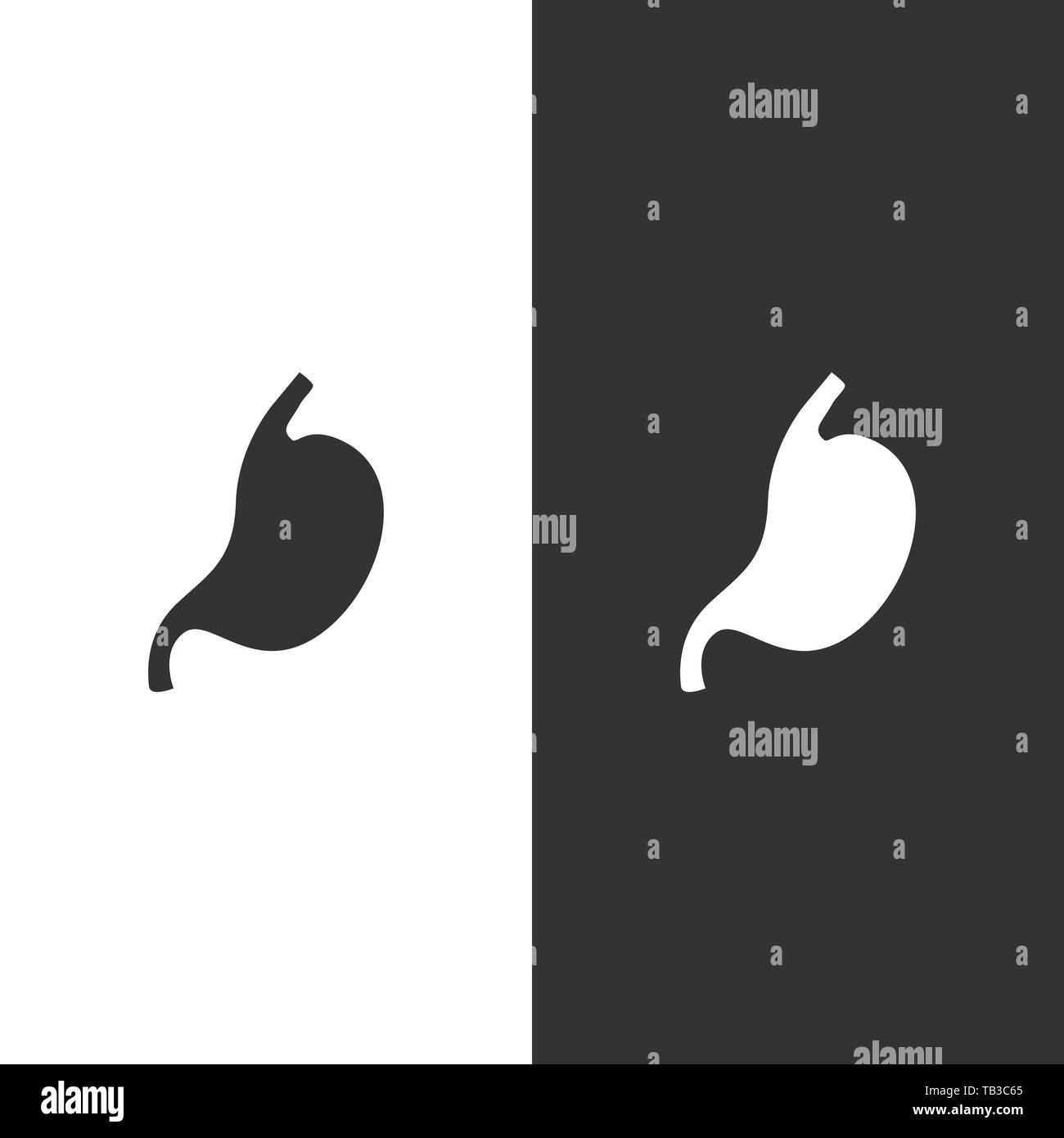 Stomach icon on black and white background. Vector illustration Stock Vector