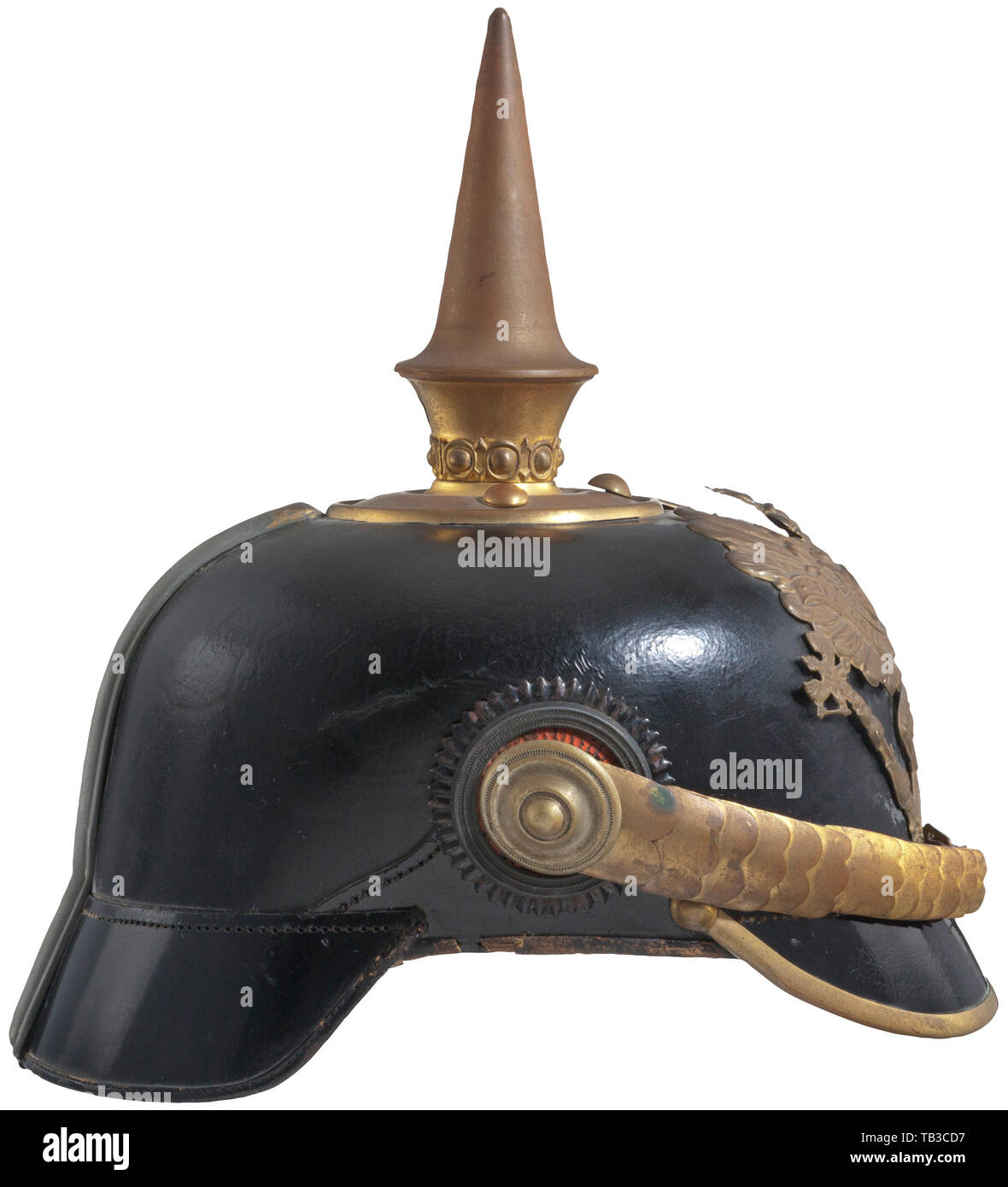 Prussian German Leather Pickelhaube Officer Imperial Ww1 Spiked Bavarian Helmet 