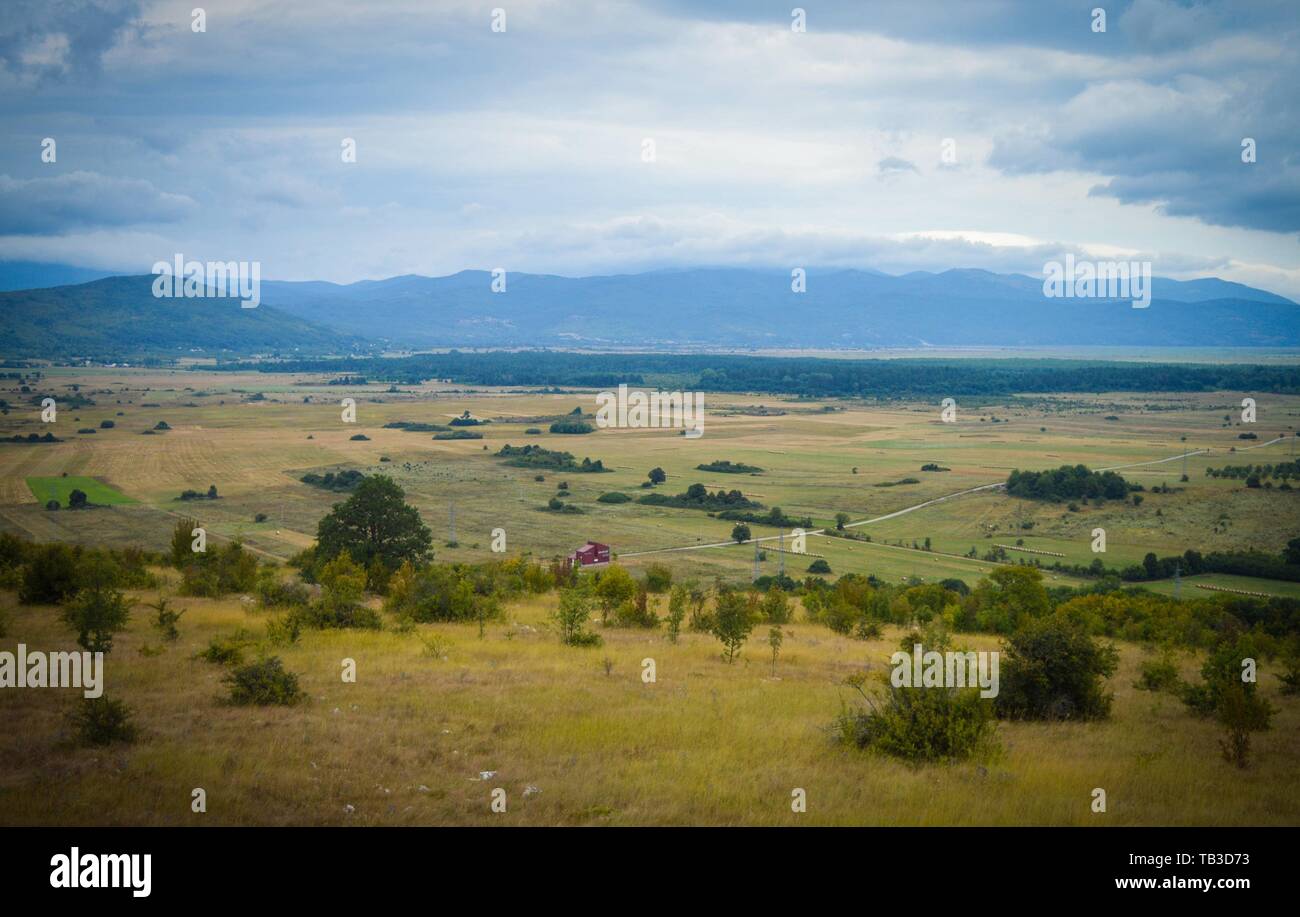 Scenic countryside landscape in Croatia, Krbavsko polje Stock Photo