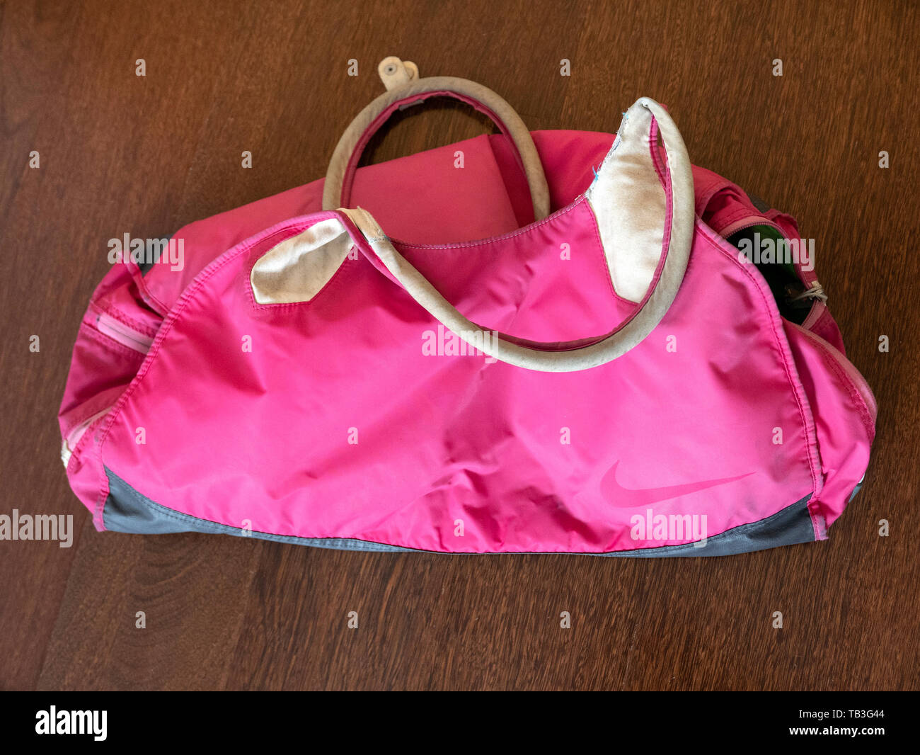 Pink gym bag Stock Photo