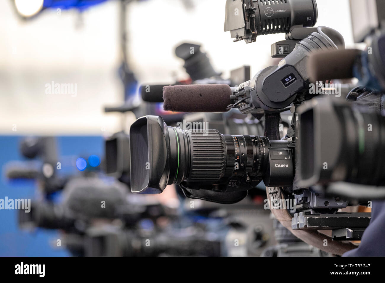 TV News cameras covering an event Stock Photo
