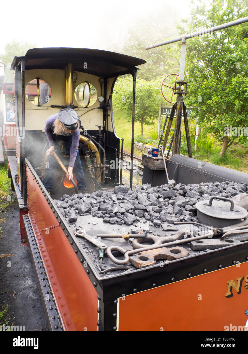 Covertcoat is a 0-4-0ST ‘Quarry Hunslet’ built in 1898 by the Hunslet Engine Company of Leeds, Launceston Steam Railway, Cornwall, UK Stock Photo