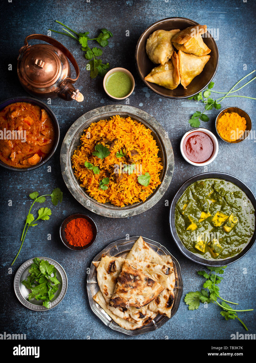 Authentic Indian dishes and snacks Stock Photo Alamy