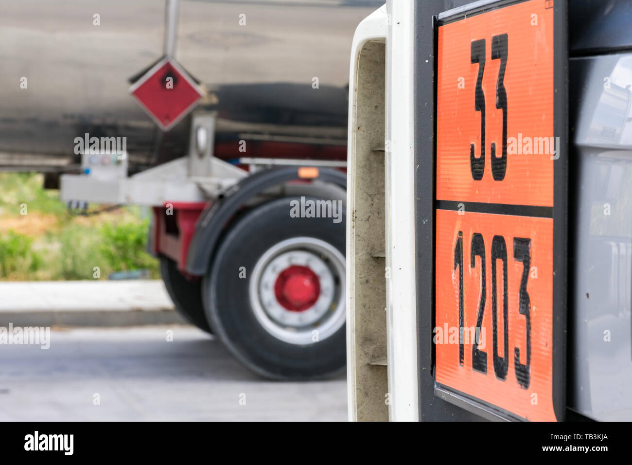 Tanker truck for dangerous goods Stock Photo