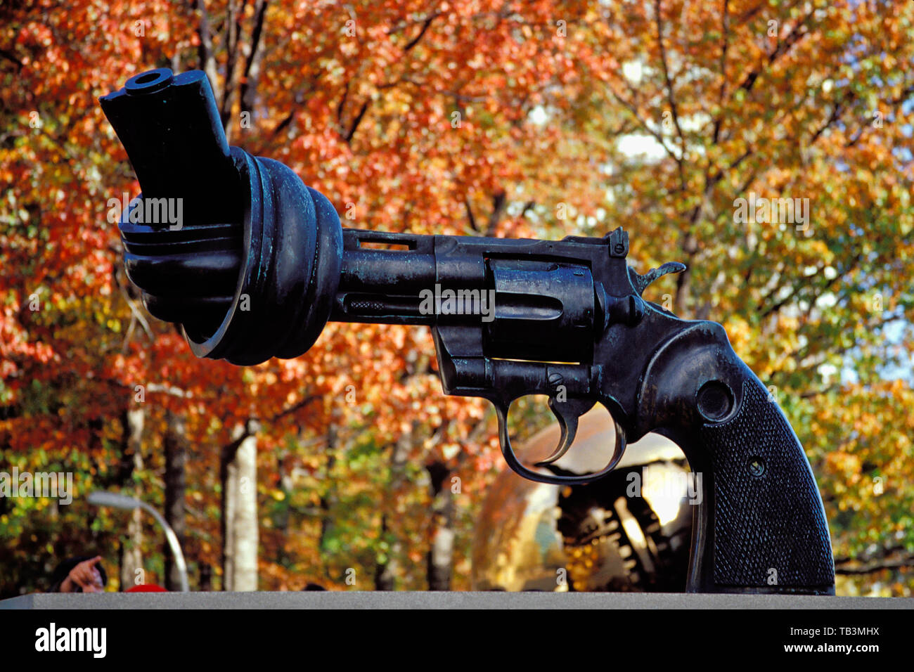United Nations Compound; Bronze Sculpture Of Gun With Twisted Barrel