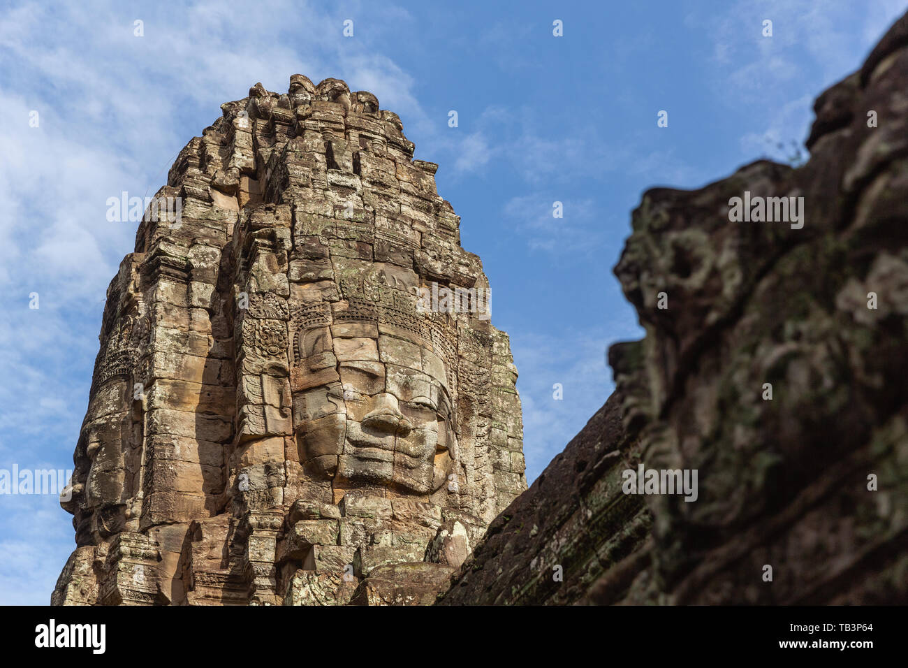 Ancient stone faces of Bayon Temple, Angkor Thom, UNESCO World Heritage Site, Siem Reap Province, Cambodia, Indochina, Southeast Asia, Asia Stock Photo