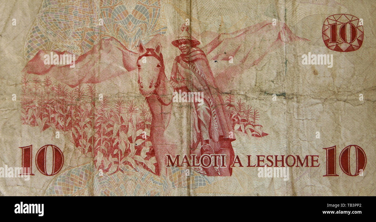 Currency, Lesotho, Banknote, Ten Maloti Stock Photo Alamy