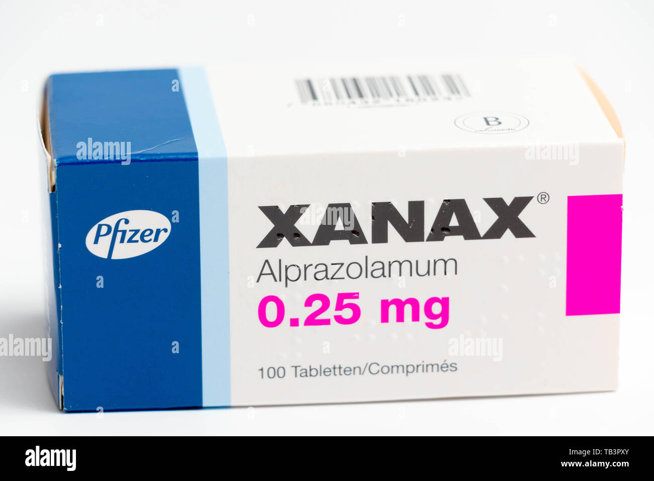 Xanax pills anxiolytic anti-depressant medication therapy drugs Stock Photo  - Alamy