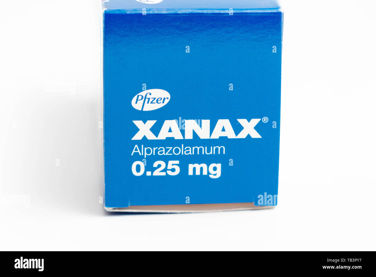 Xanax pills anxiolytic antidepressant medication therapy drugs Stock