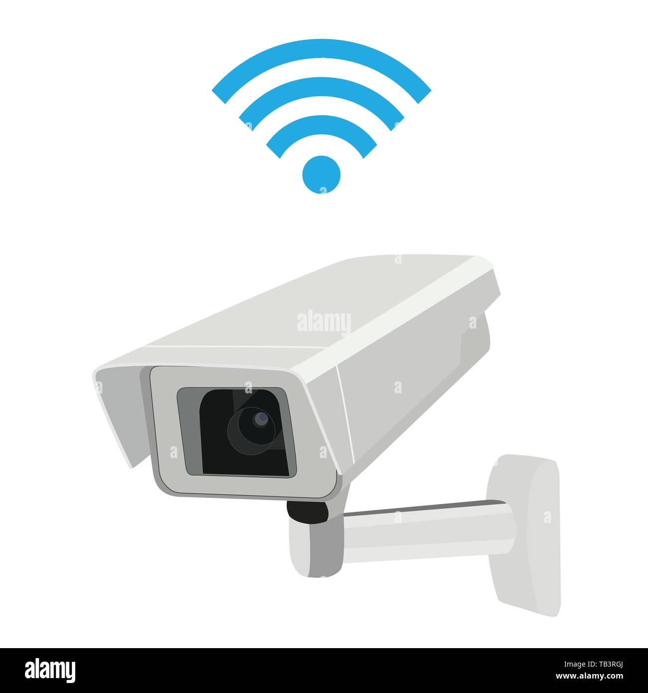 CCTV security surveillance camera and Wi-Fi symbol Stock Vector