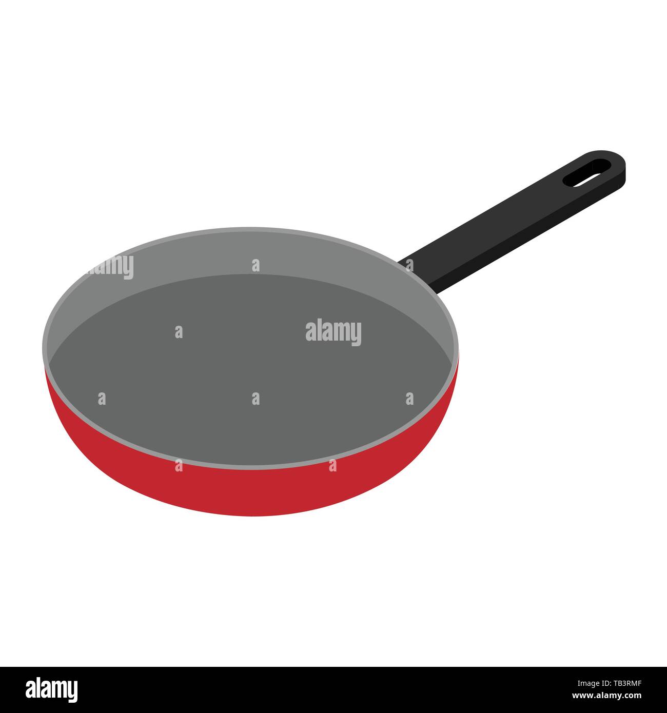 Frying pan isometric view isolated on white background Stock Vector