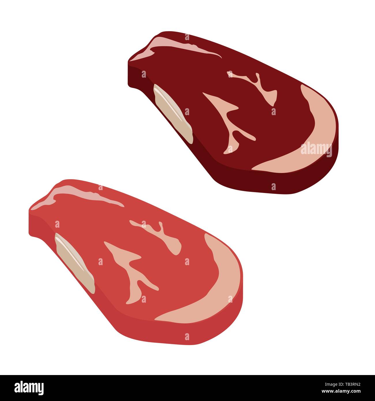 Fresh raw and fried, grilled meat, beef steak isolated on white ...