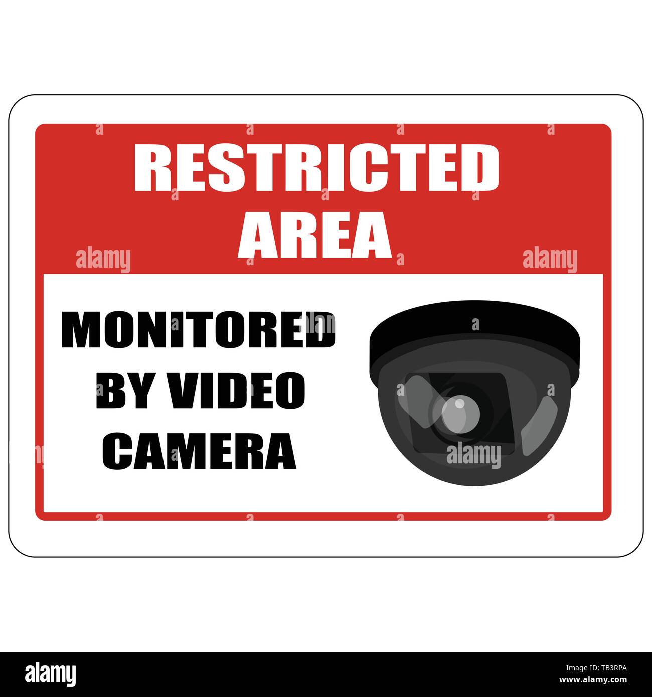 Restricted area sign. Monitored by video camera Stock Vector Image
