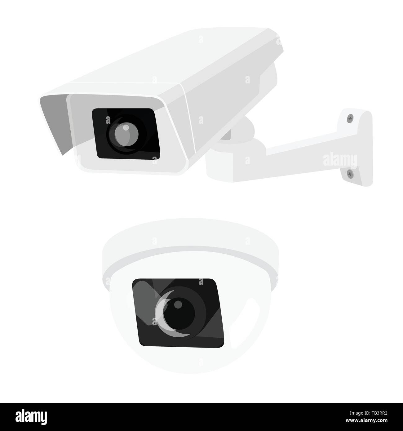 CCTV security surveillance camera set, collection isometric view isolated on white backgroubd Stock Vector