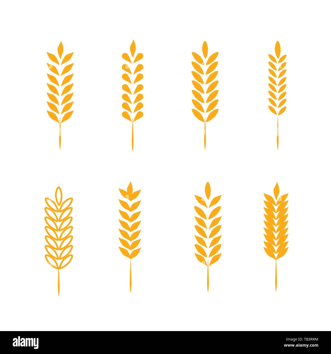 Wheat Ears Icons and Logo Set. For Identity Style of Natural Product ...