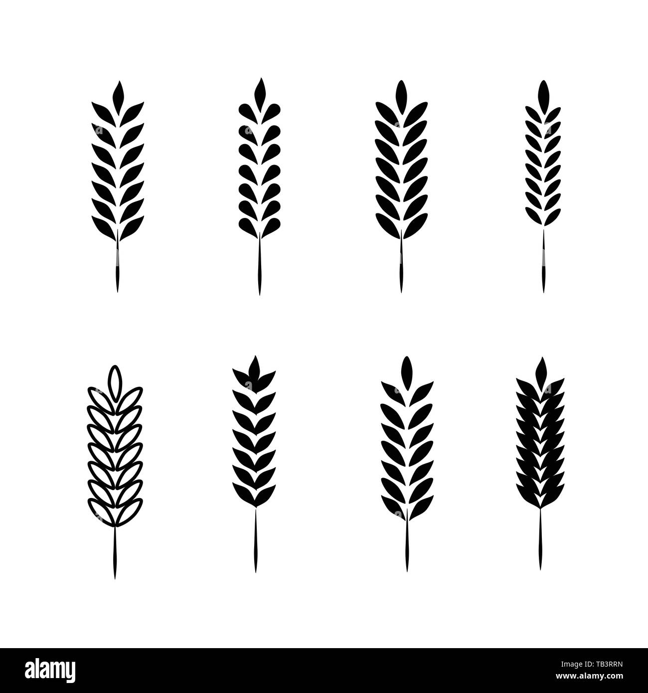 Wheat Ears Icons and Logo Set. For Identity Style of Natural Product ...